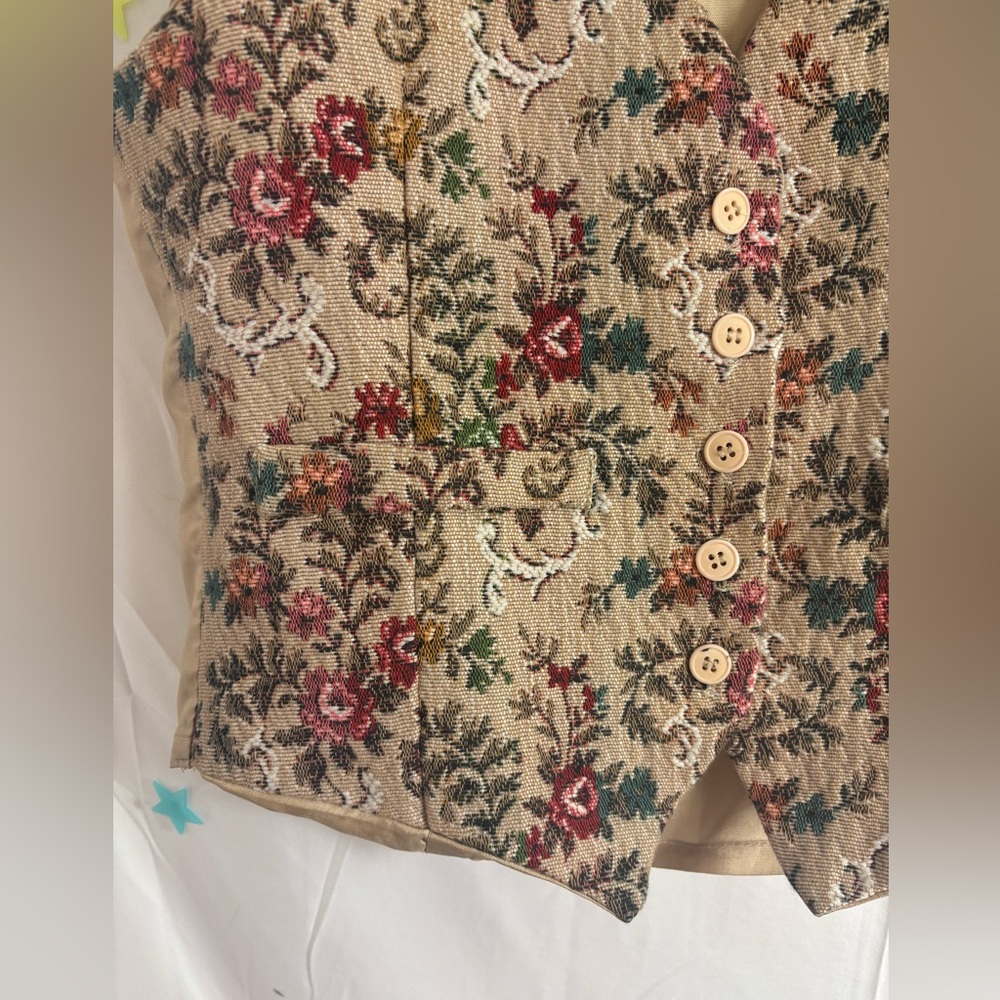 VTG Cottage core Cotton Blend Textured Button Down Vest Women’s Size M - Picture 5 of 13